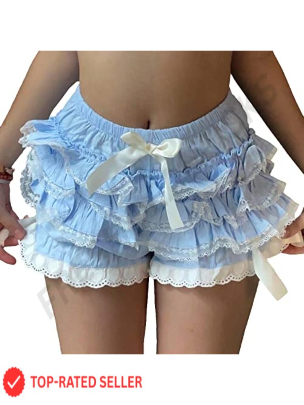 Ruffle Lace Pleated Bloomers Lolita Shorts with Bow